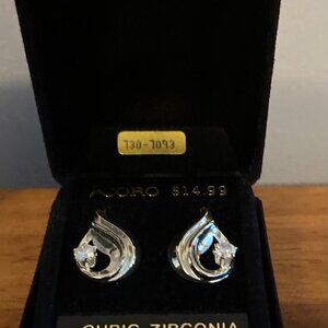 Vintage Cubic Zirconia Silver Coro earrings
